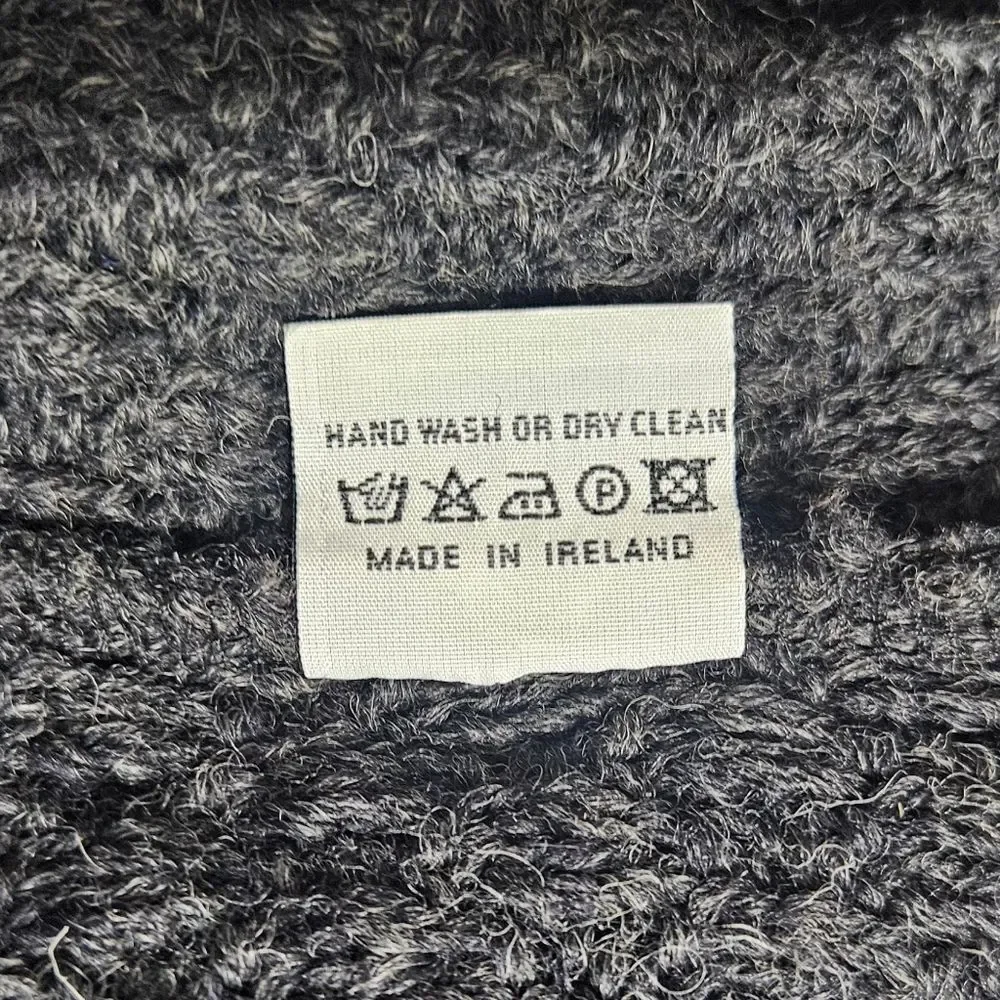Orvis 100% Ireland Wool Gray Fisherman Cable Knit Cardigan size XL - Picture 5 of 6